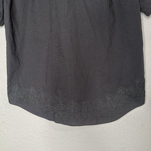 Nicole Farhi Boxy Linen Cotton Embroidered Floral Short Sleeve Button Blouse Lrg - Picture 11 of 12